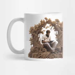 Black Man Reading On A Tree Mug